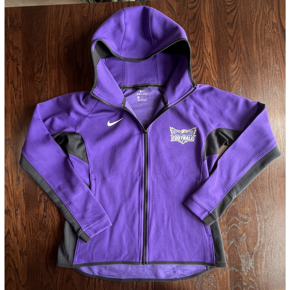 Loras College Nike Dry Fit Purple Hooded Zip Up - Medium